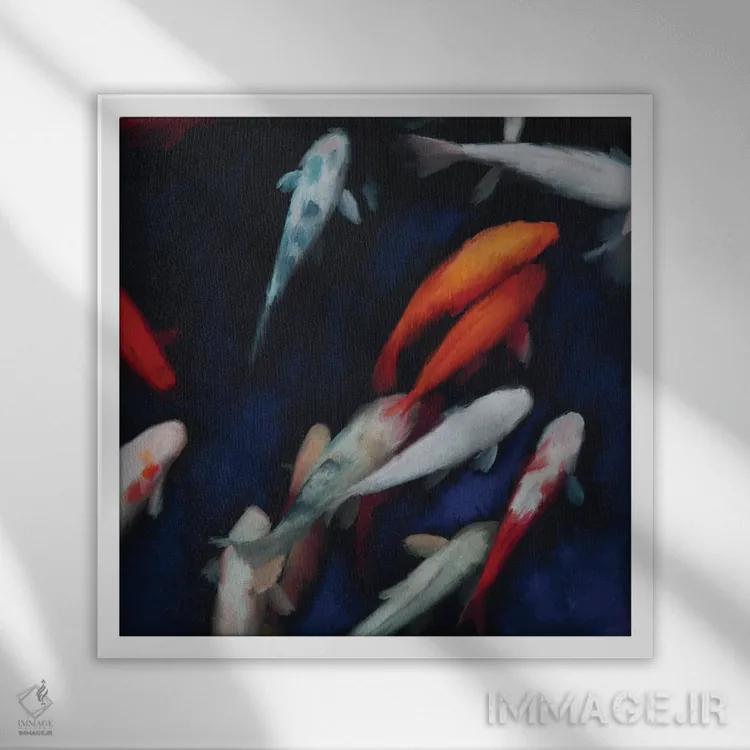 تابلو کوی (ماهی رنگارنگ تزئینی) اثر دن منیلی - نمای قابدار سفید