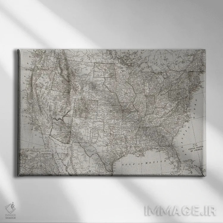 تابلو نقشه طبیعی ایالات متحده اثر دن منیلی - نمای روبهرو روی دیوار