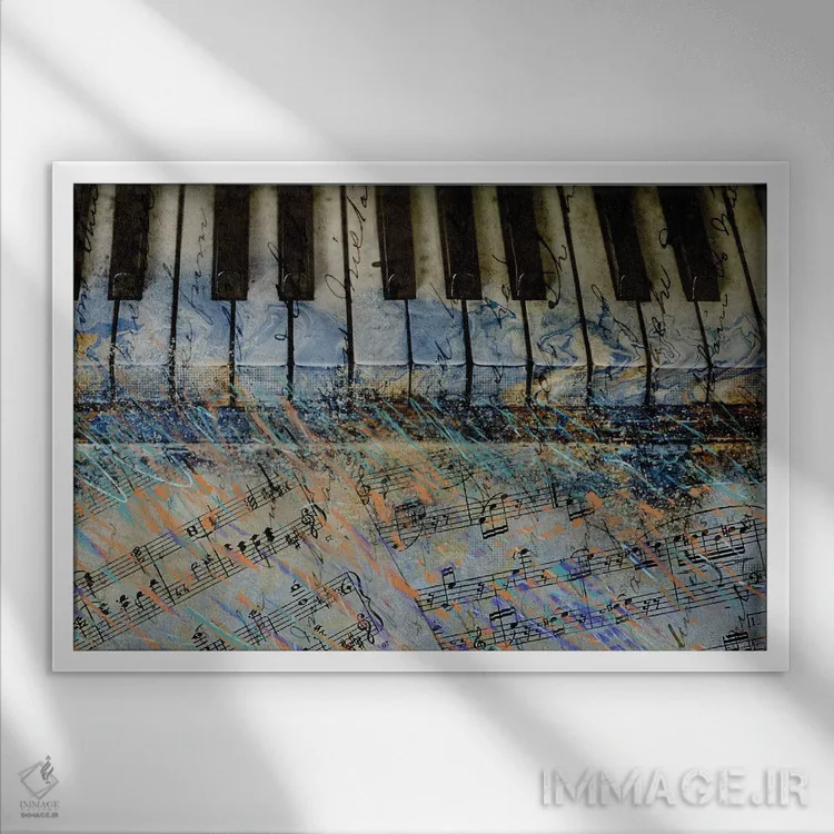 تابلو کلیدهای پیانو اثر دن منیلی - نمای قابدار سفید