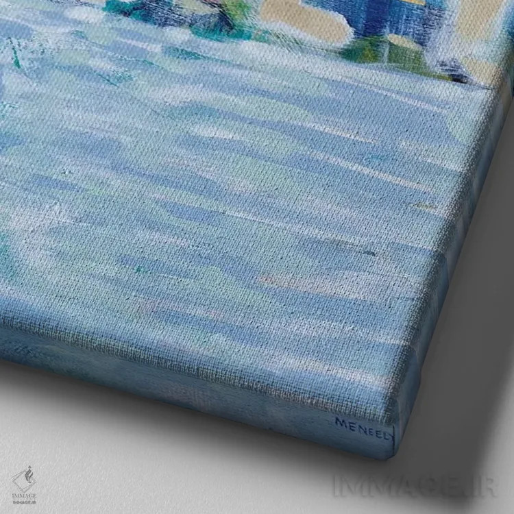 تابلو دوجین قایق رنگارنگ اثر دن منیلی - نمای نزدیک بافت بوم