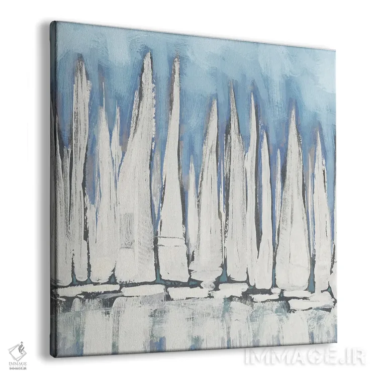 تابلو گروه قایقهای سفید بادبانی I اثر دن منیلی - نمای پرسپکتیو محصول