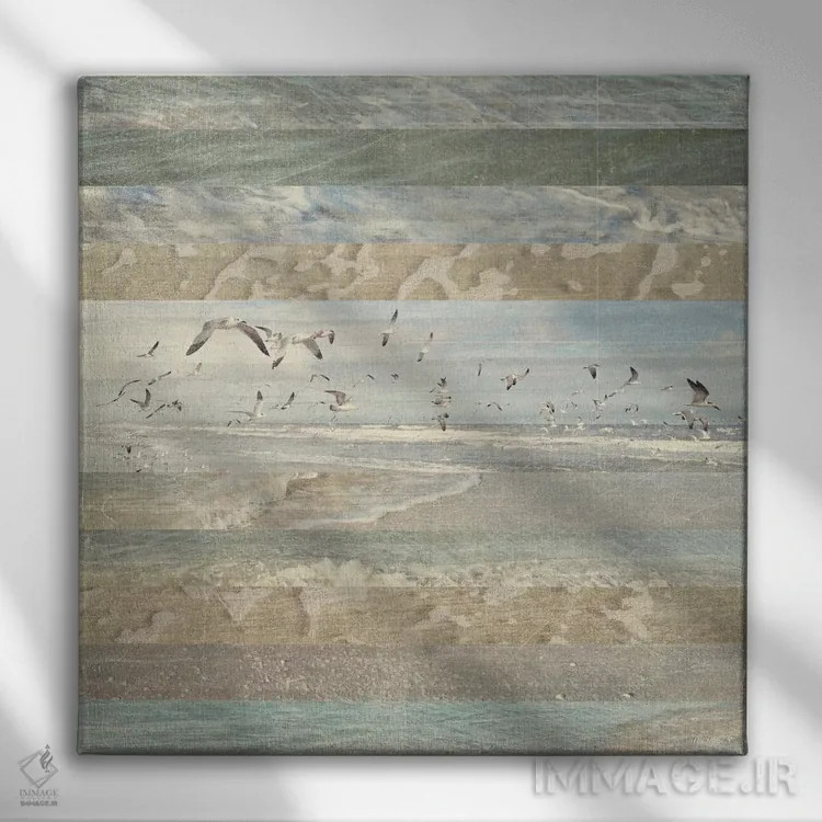 تابلو پرندگان ساحلی در حال پرواز I اثر دن منیلی - نمای روبهرو روی دیوار