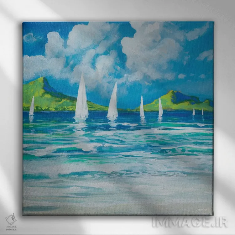 تابلو ساحلِ ترک با قایق I اثر دن منیلی - نمای روبهرو روی دیوار