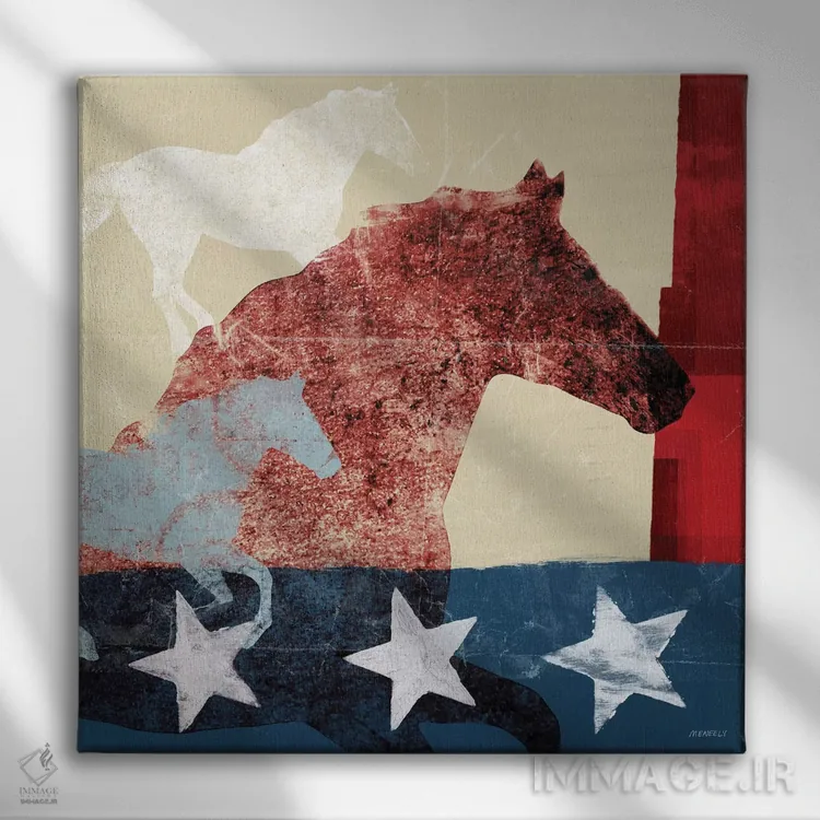 تابلو اسب آمریکایی II اثر دن منیلی - نمای روبهرو روی دیوار