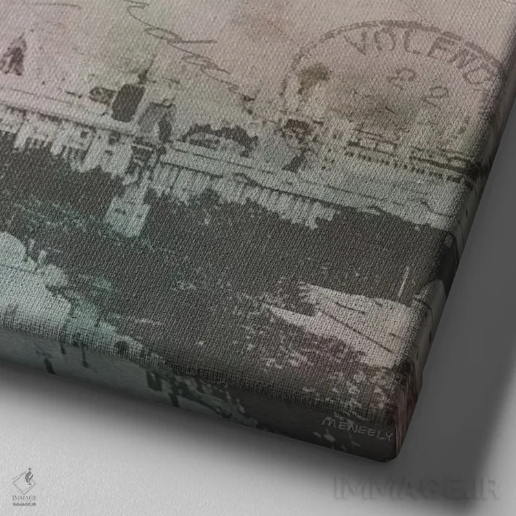 تابلو اروپای قدیمی I اثر دن منیلی - نمای نزدیک بافت بوم