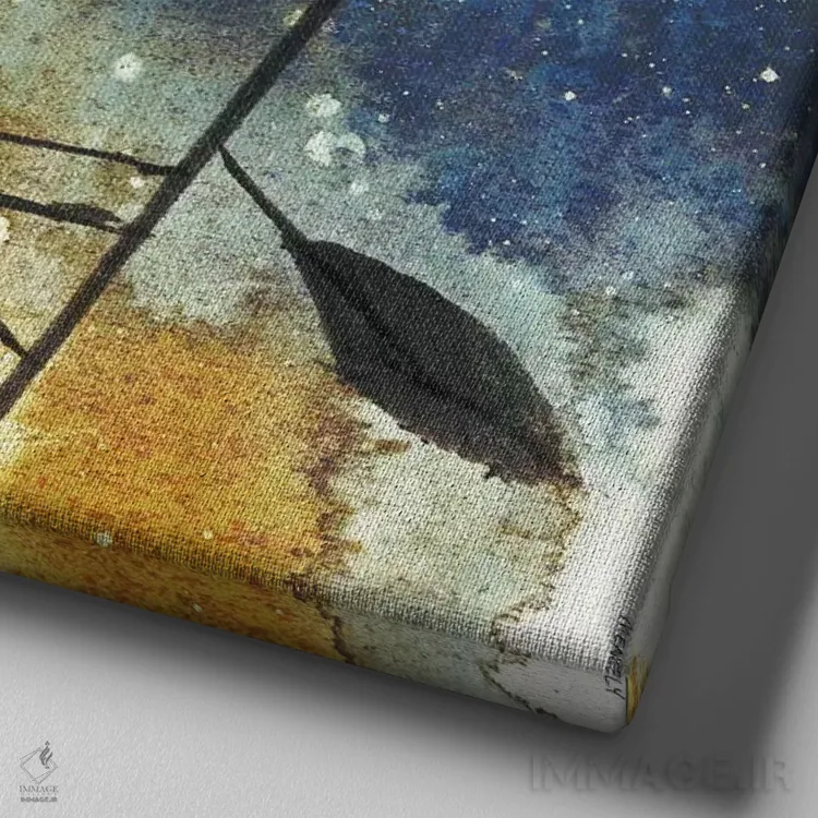 تابلو برگهای پاییزی I اثر دن منیلی - نمای نزدیک بافت بوم