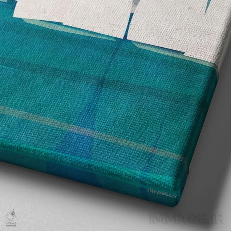 تابلو مسابقهٔ قایقرانی عصر I اثر دن منیلی - نمای نزدیک بافت بوم