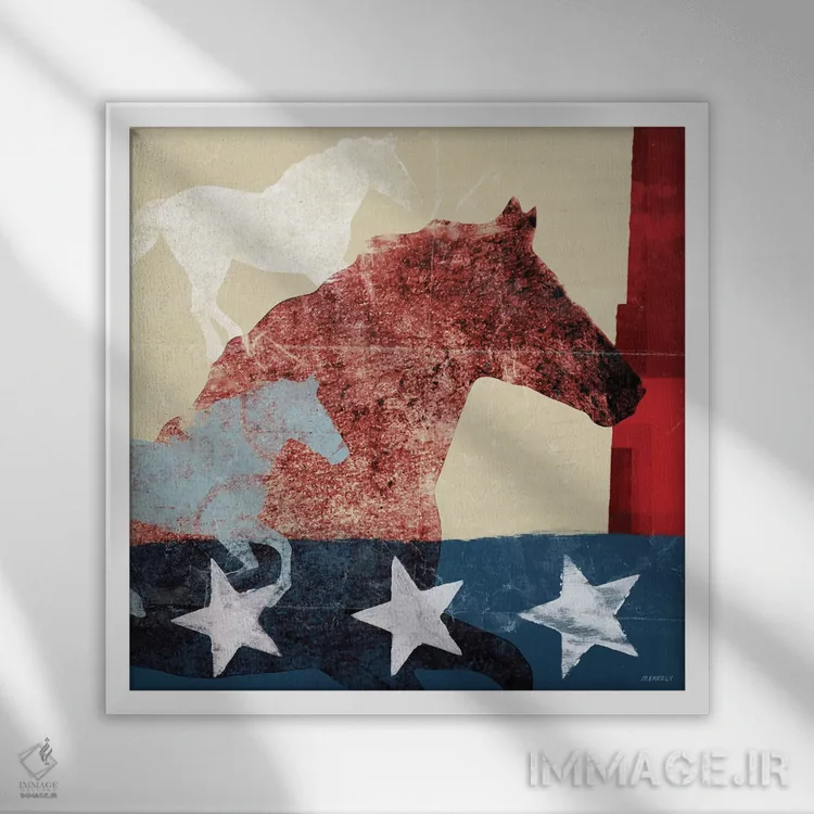 تابلو اسب آمریکایی II اثر دن منیلی - نمای قابدار سفید