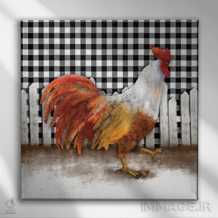 تابلو خروس صبحگاهی I اثر دن منیلی - نمای روبهرو روی دیوار