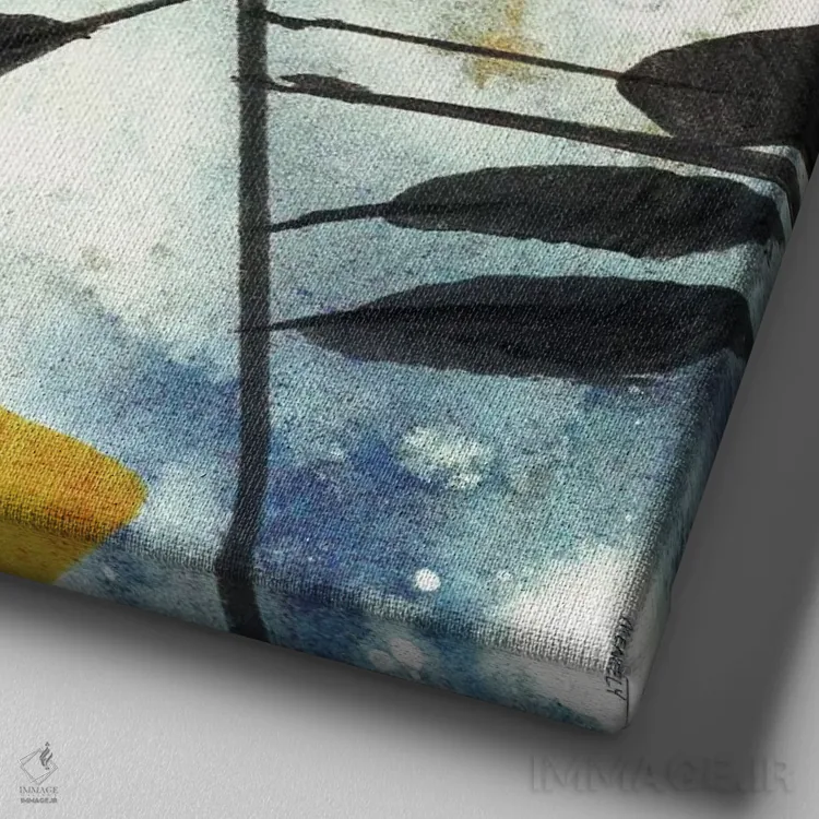 تابلو برگهای پاییزی II اثر دن منیلی - نمای نزدیک بافت بوم