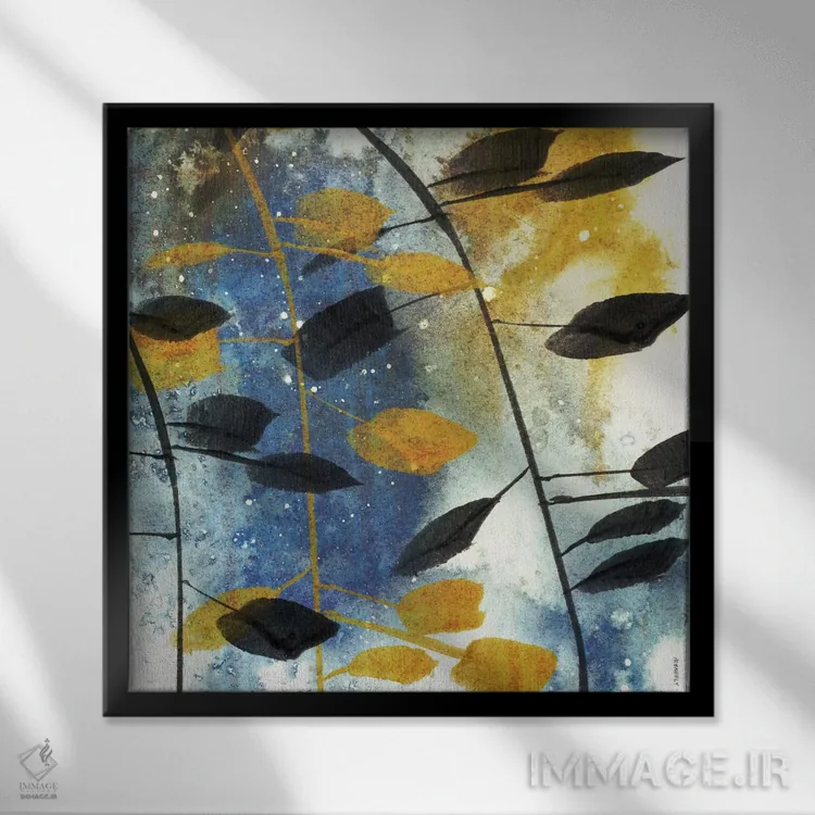 تابلو برگهای پاییزی II اثر دن منیلی - نمای قابدار مشکی