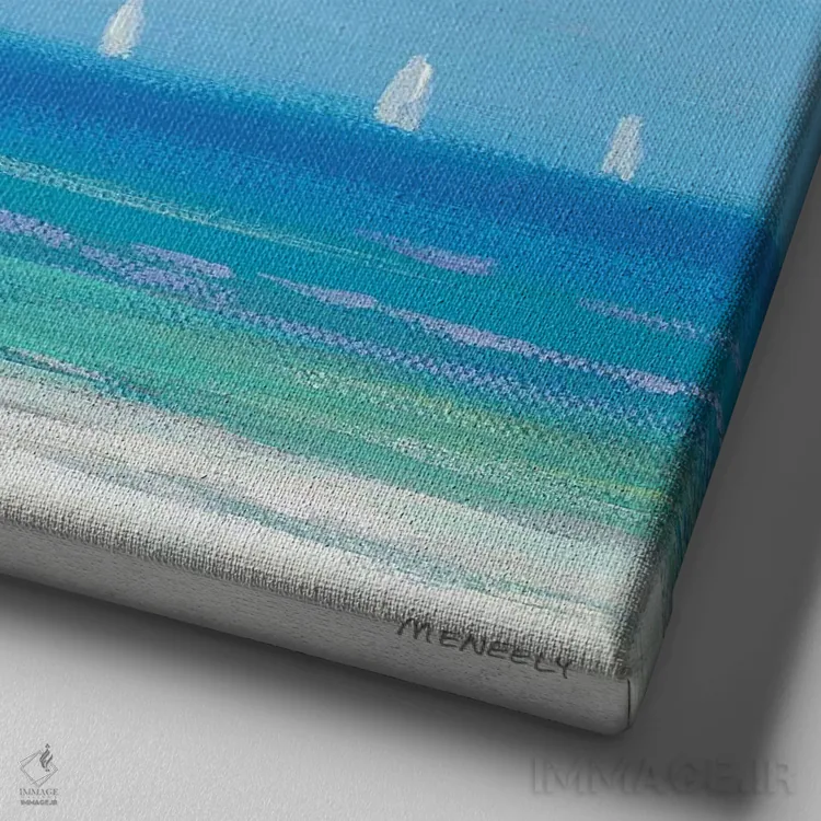 تابلو ساحل II اثر دن منیلی - نمای نزدیک بافت بوم