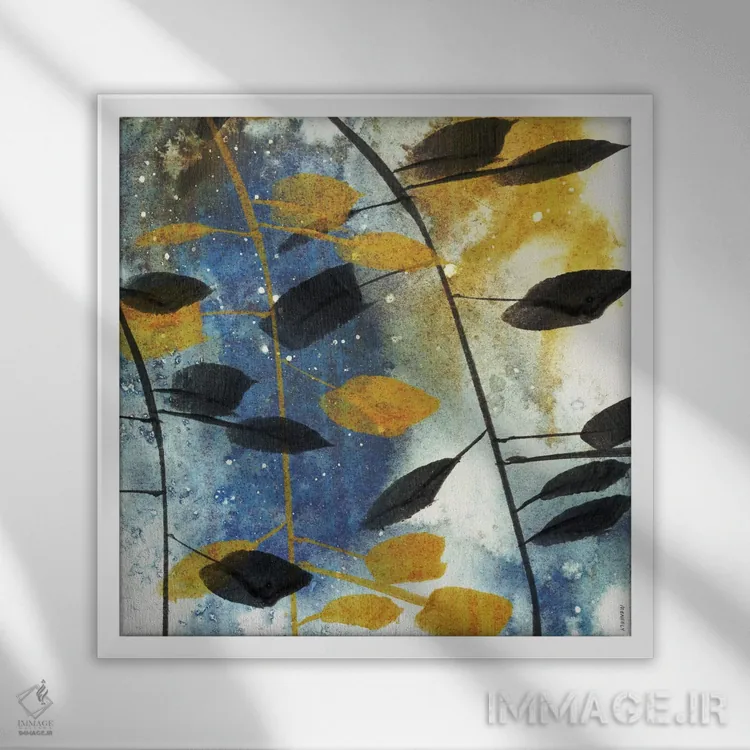 تابلو برگهای پاییزی II اثر دن منیلی - نمای قابدار سفید