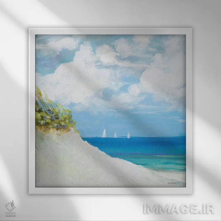 تابلو ساحل I اثر دن منیلی - نمای قابدار سفید