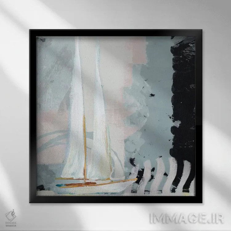 تابلو قایق در حال دریانوردی II اثر دن منیلی - نمای قابدار مشکی