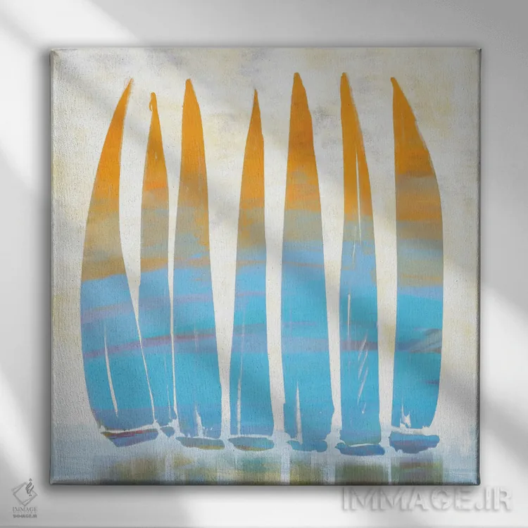 تابلو بندر شلوغ اثر دن منیلی - نمای روبهرو روی دیوار