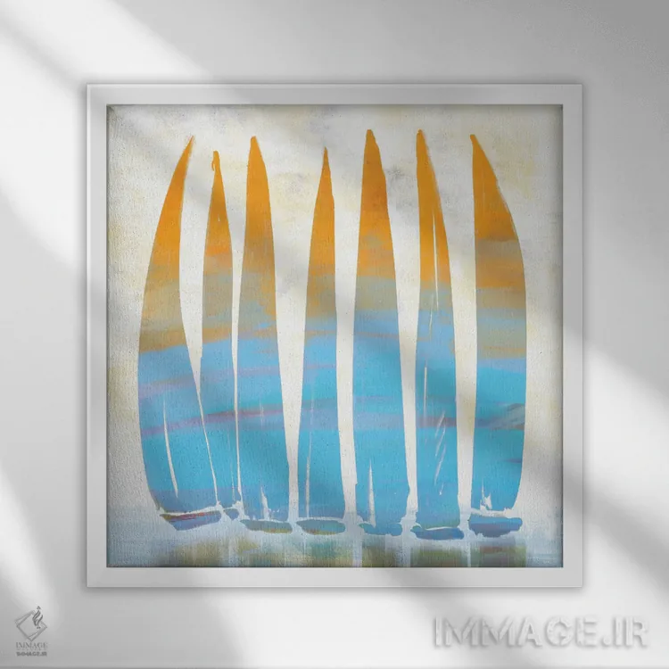 تابلو بندر شلوغ اثر دن منیلی - نمای قابدار سفید