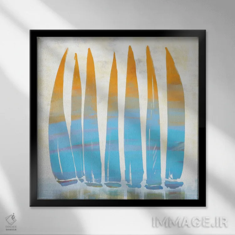 تابلو بندر شلوغ اثر دن منیلی - نمای قابدار مشکی