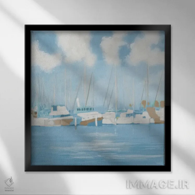 تابلو قایقهای بندر گلف II اثر دن منیلی - نمای قابدار مشکی