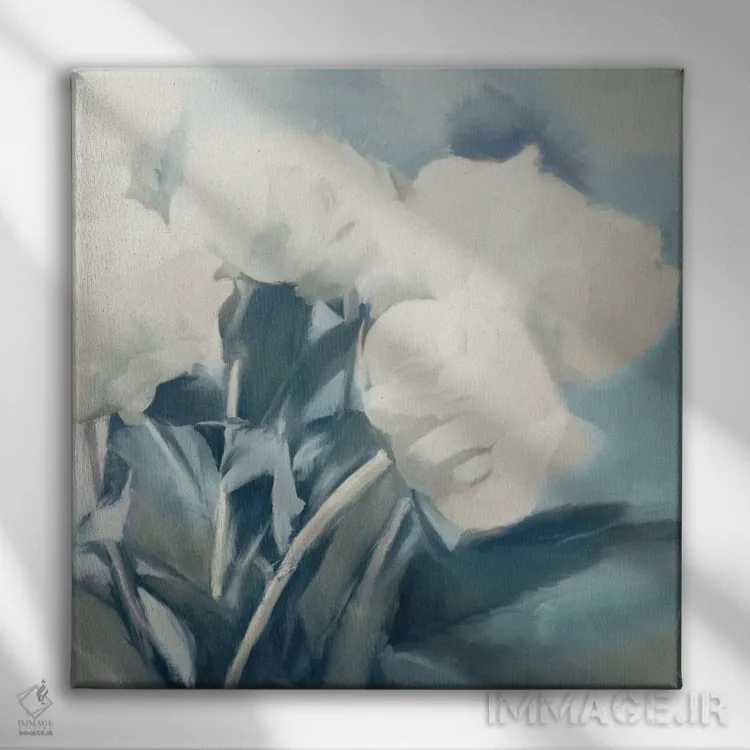 تابلو رزهای سفید I اثر دن منیلی - نمای روبهرو روی دیوار