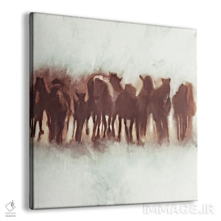 تابلو گروه اسبهای قهوهای در حال دویدن اثر دن منیلی - نمای پرسپکتیو محصول