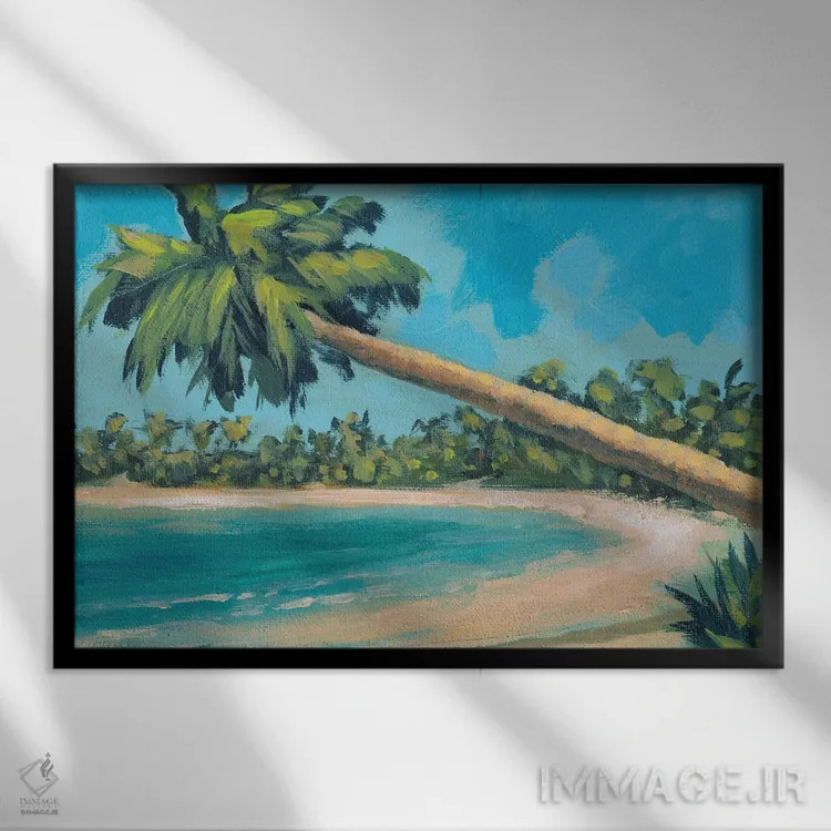 تابلو دور از نخل اثر دن منیلی - نمای قابدار مشکی