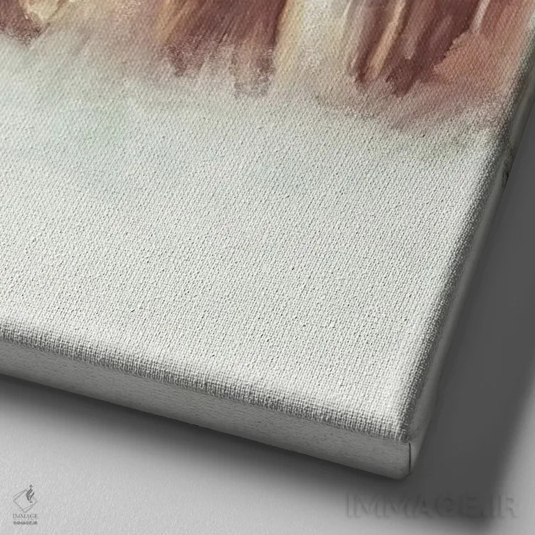 تابلو گروه اسبهای قهوهای در حال دویدن اثر دن منیلی - نمای نزدیک بافت بوم