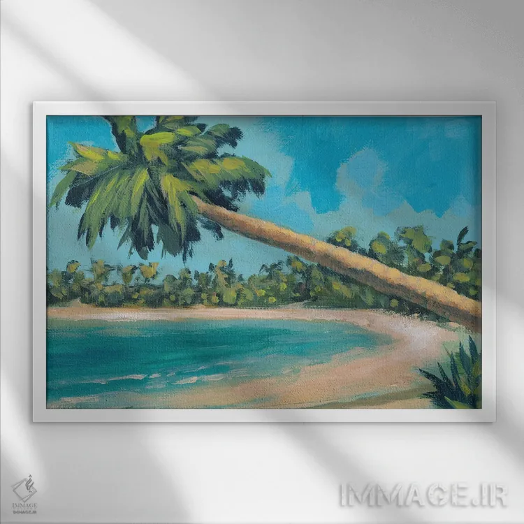 تابلو دور از نخل اثر دن منیلی - نمای قابدار سفید