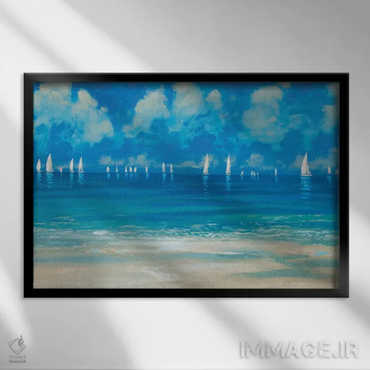تابلو سواحل آبی اثر دن منیلی - نمای قابدار مشکی