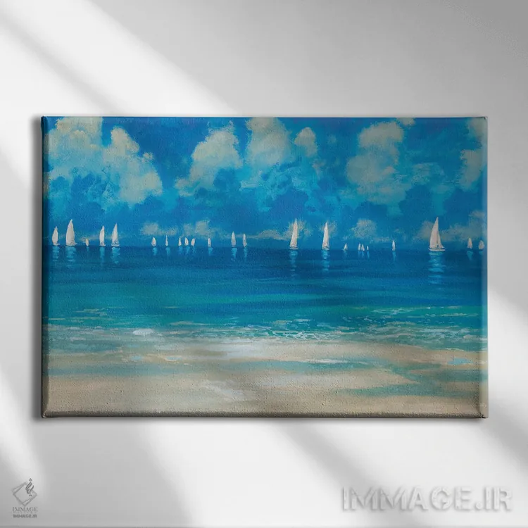 تابلو سواحل آبی اثر دن منیلی - نمای روبهرو روی دیوار