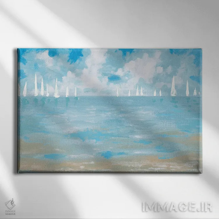 تابلو قایقها در افق اثر دن منیلی - نمای روبهرو روی دیوار