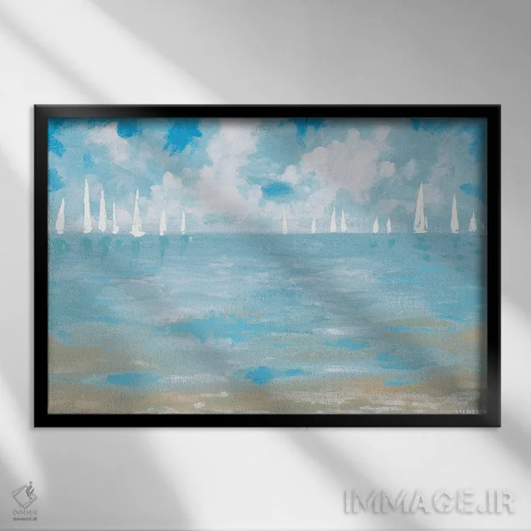 تابلو قایقها در افق اثر دن منیلی - نمای قابدار مشکی