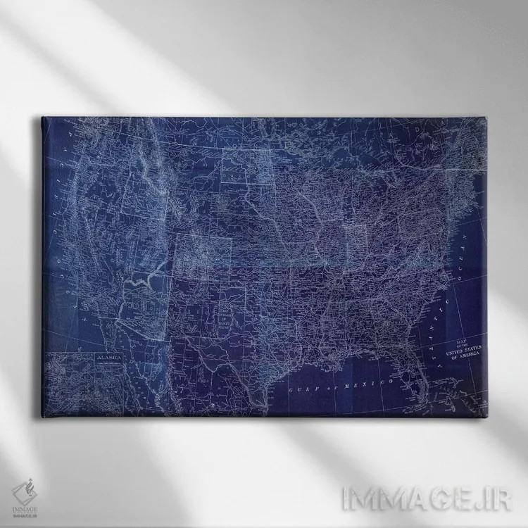 تابلو نقشهٔ کبالت آمریکا اثر دن منیلی - نمای روبهرو روی دیوار