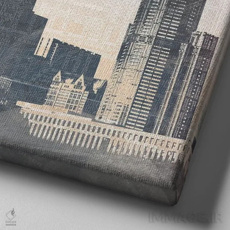 تابلو نمای افقی شیکاگو I اثر دن منیلی - نمای نزدیک بافت بوم