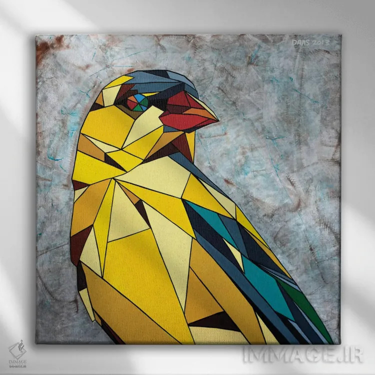 تابلو فنچ طلایی آمریکایی اثر داز - نمای روبهرو روی دیوار