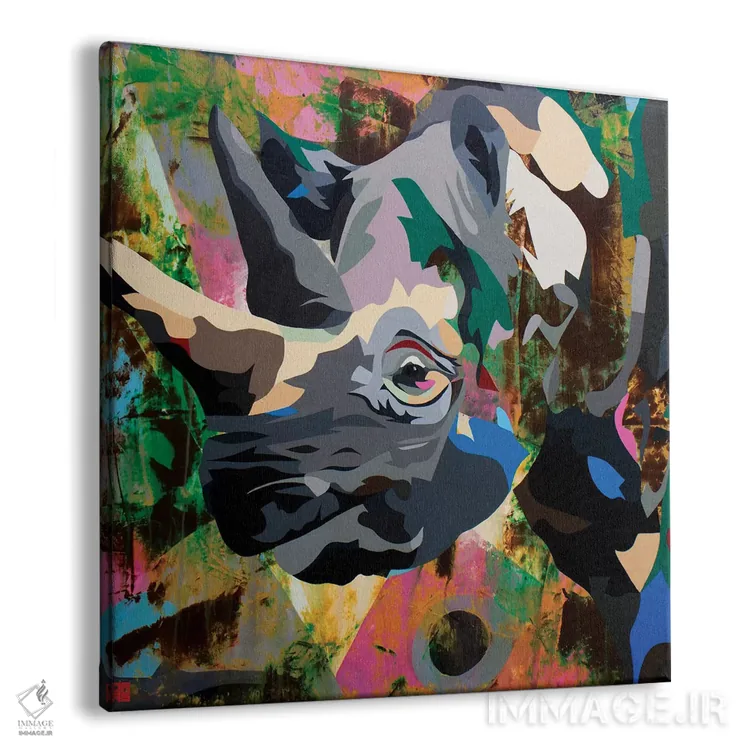 تابلو کرگدن اثر داز - نمای پرسپکتیو محصول