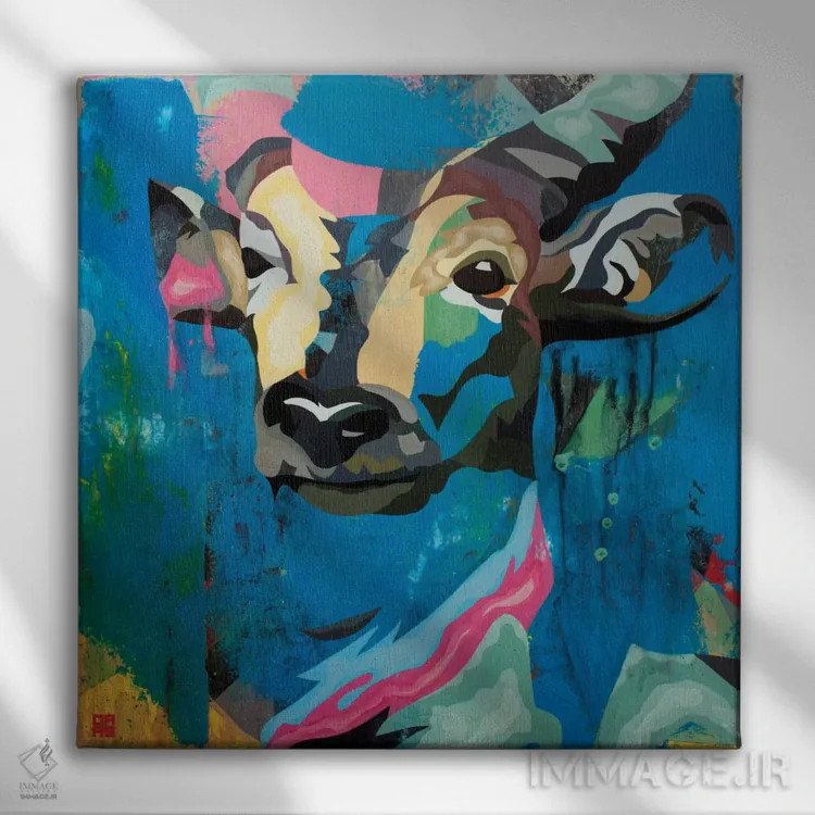 تابلو آهو اثر داز - نمای روبهرو روی دیوار