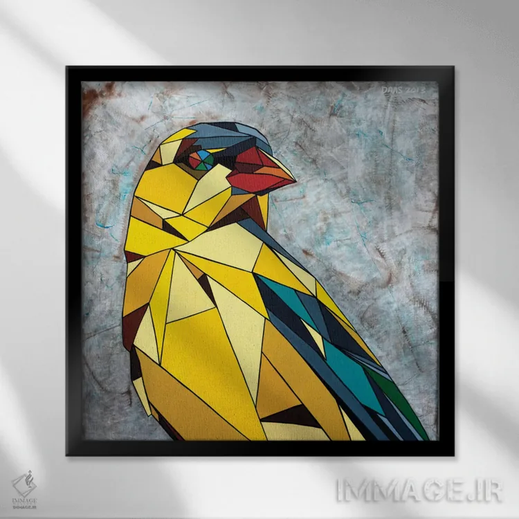 تابلو فنچ طلایی آمریکایی اثر داز - نمای قابدار مشکی