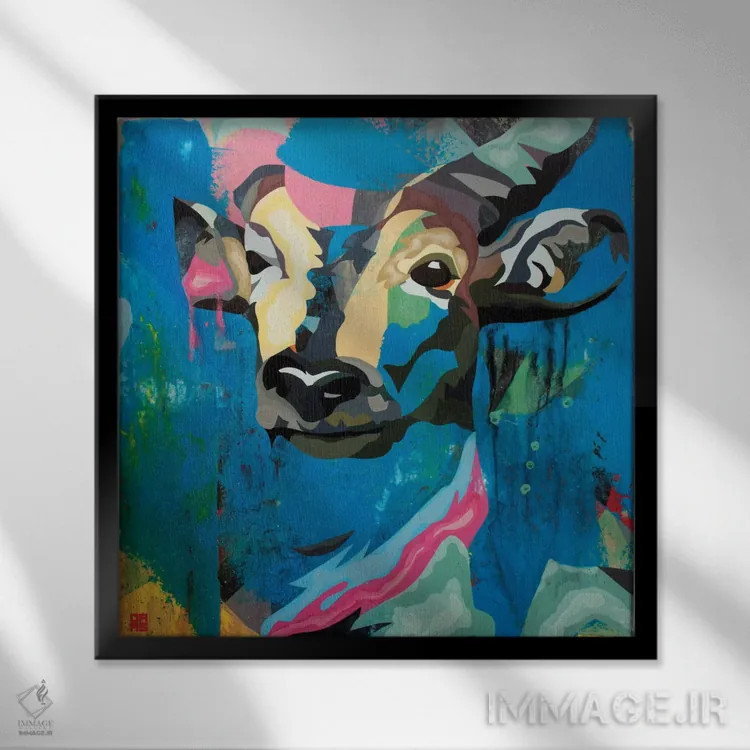 تابلو آهو اثر داز - نمای قابدار مشکی