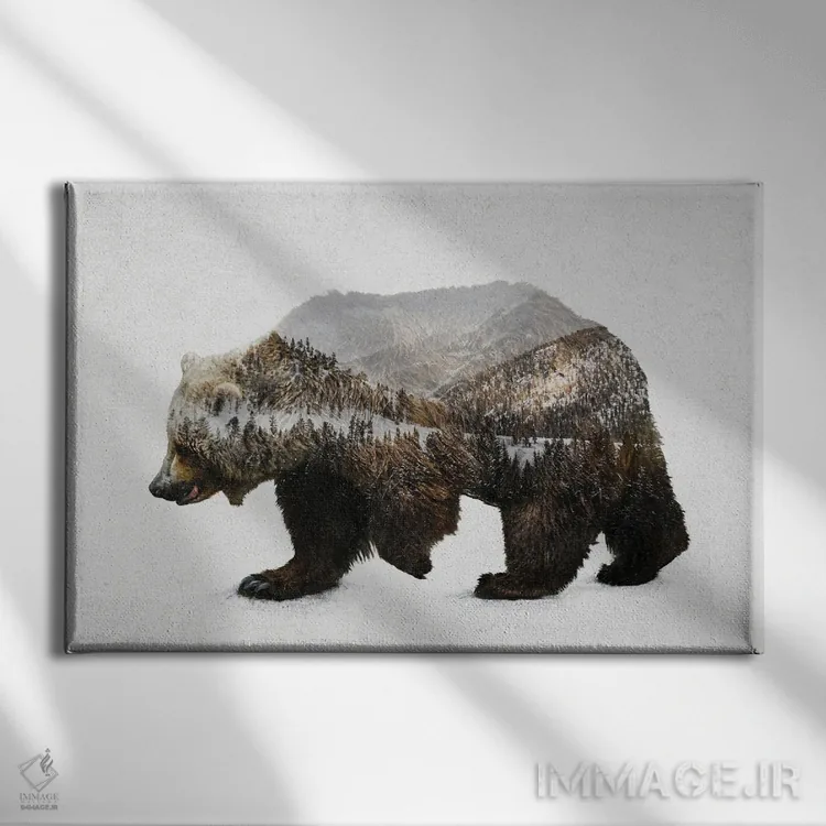 تابلو خرس قهوهای کودیاک اثر دیوایز بیبیز (نام هنری) - نمای روبهرو روی دیوار