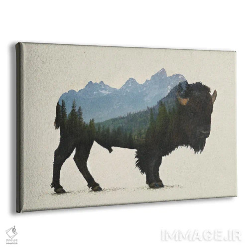 تابلو گاومیش کوهاندار پارک گرند تتون اثر دیوایز بیبیز (نام هنری) - نمای پرسپکتیو محصول