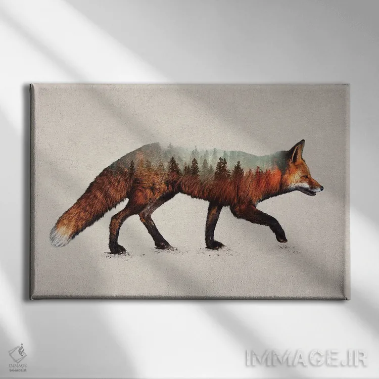 تابلو روباه قرمز اثر دیوایز بیبیز (نام هنری) - نمای روبهرو روی دیوار