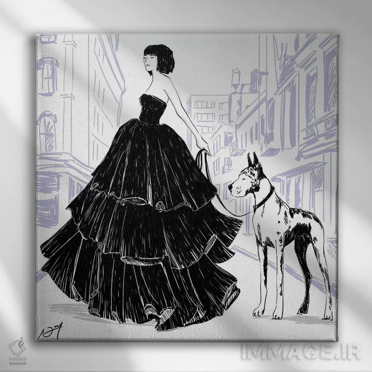 تابلو لباس مجلسی اثر امبر دی - نمای روبهرو روی دیوار