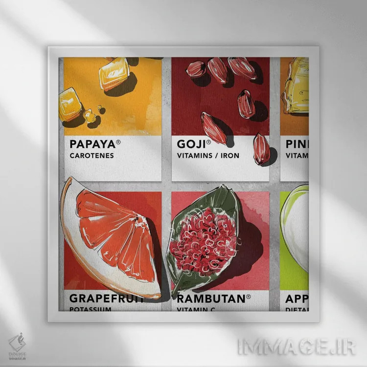 تابلو میوه پنجم اثر امبر دی - نمای قابدار سفید