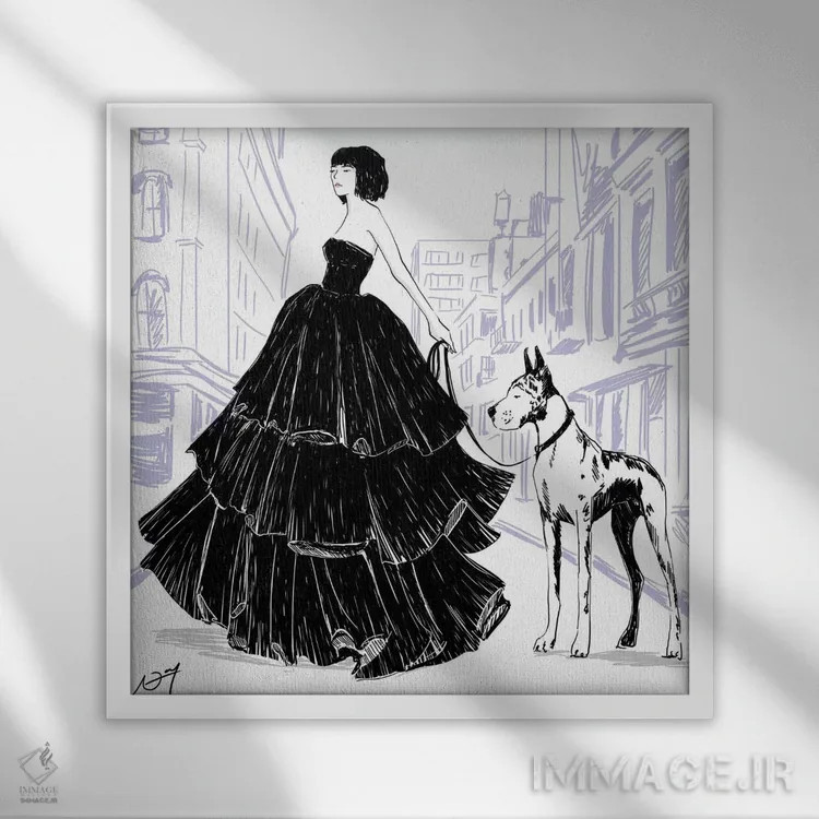 تابلو لباس مجلسی اثر امبر دی - نمای قابدار سفید