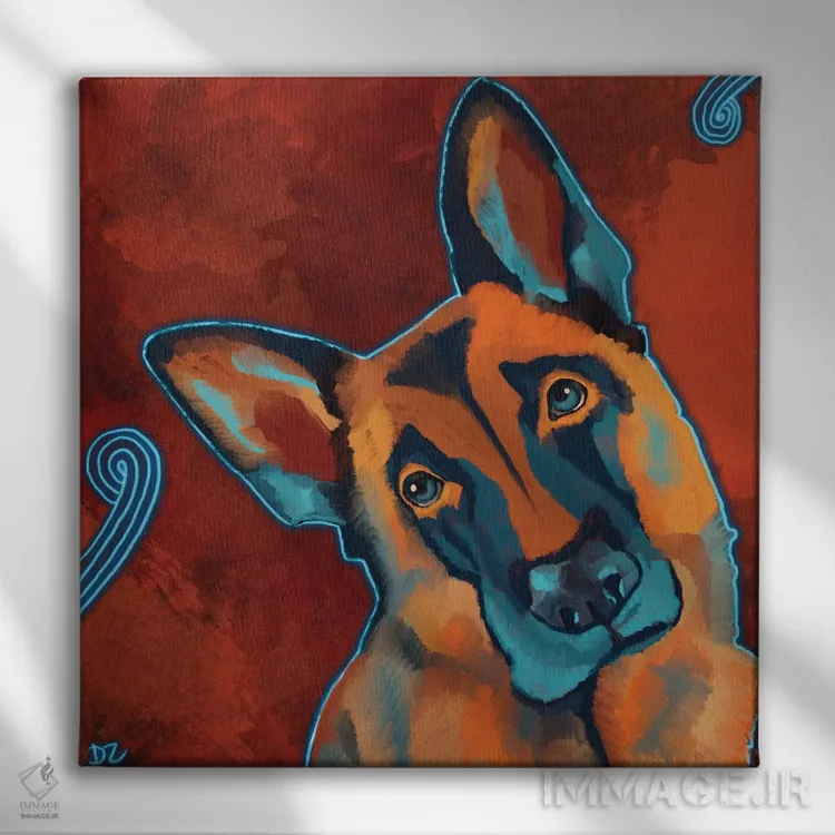 تابلو ژرمن شپرد (سگ ژرمن) اثر دائو زد - نمای روبهرو روی دیوار