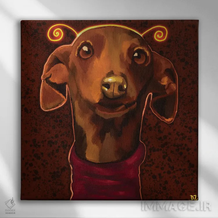 تابلو گریهوند (سگ تازی) اثر دائو زد - نمای روبهرو روی دیوار