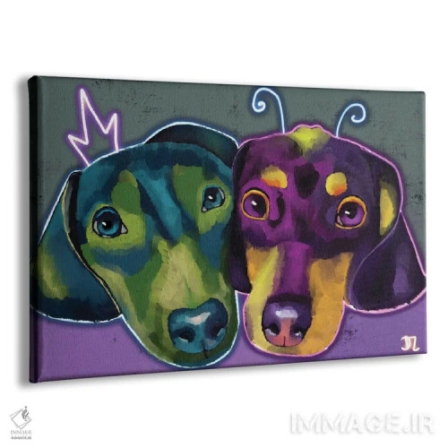 تابلو دو سگ دخسوند (پا کوتاه) اثر دائو زد - نمای پرسپکتیو محصول