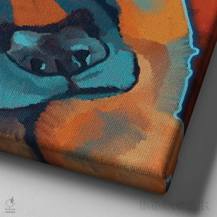 تابلو ژرمن شپرد (سگ ژرمن) اثر دائو زد - نمای نزدیک بافت بوم