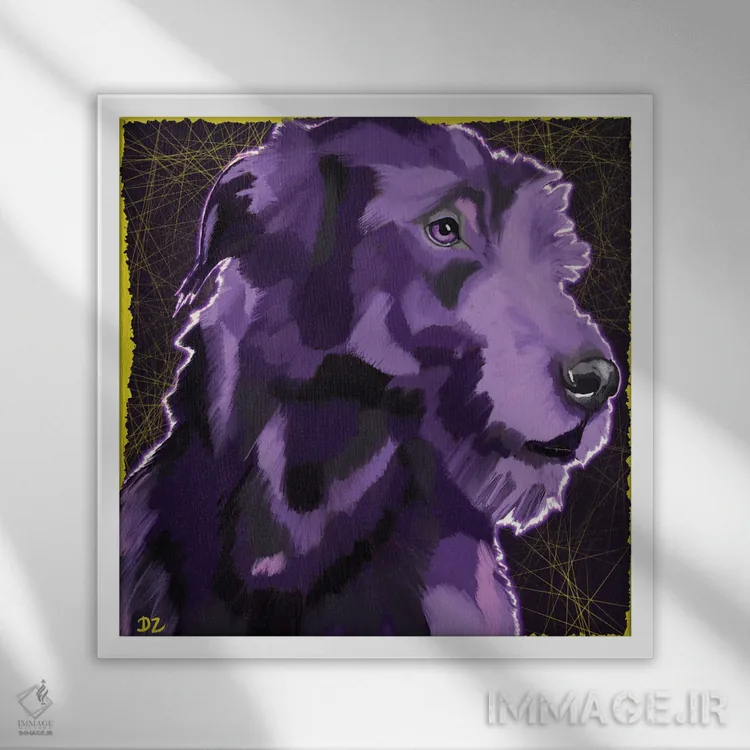 تابلو سگ گرگی ایرلندی اثر دائو زد - نمای قابدار سفید